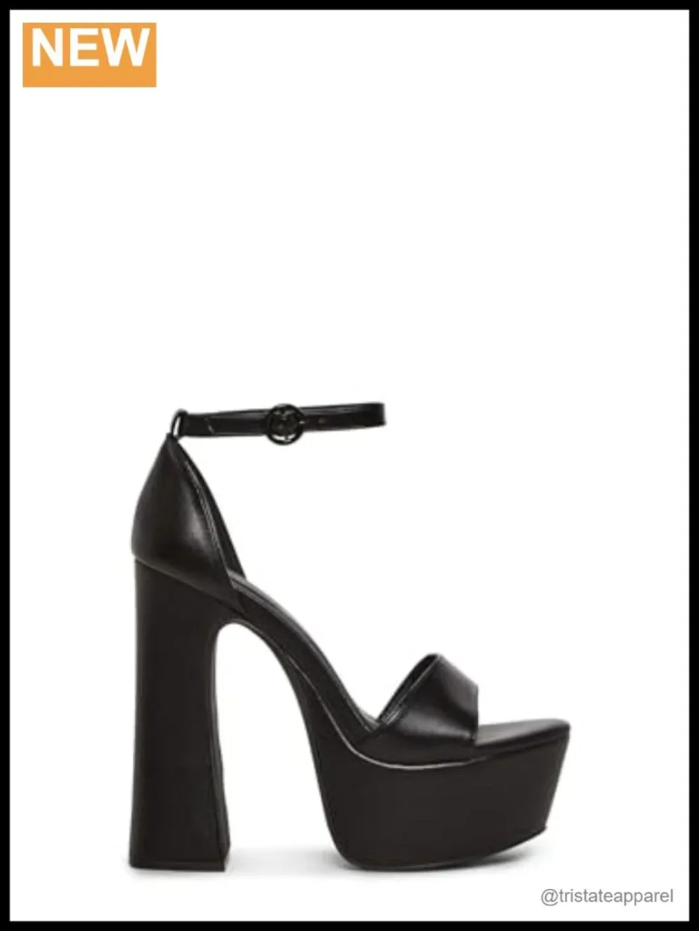 Vegan Leather Peep Toe Platform Heels with Block Ankle Strap for Party